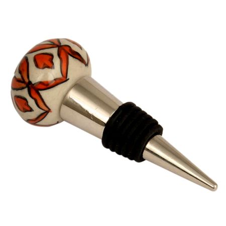 Handmade Orange Floral Ceramic Wine Bottle Stopper